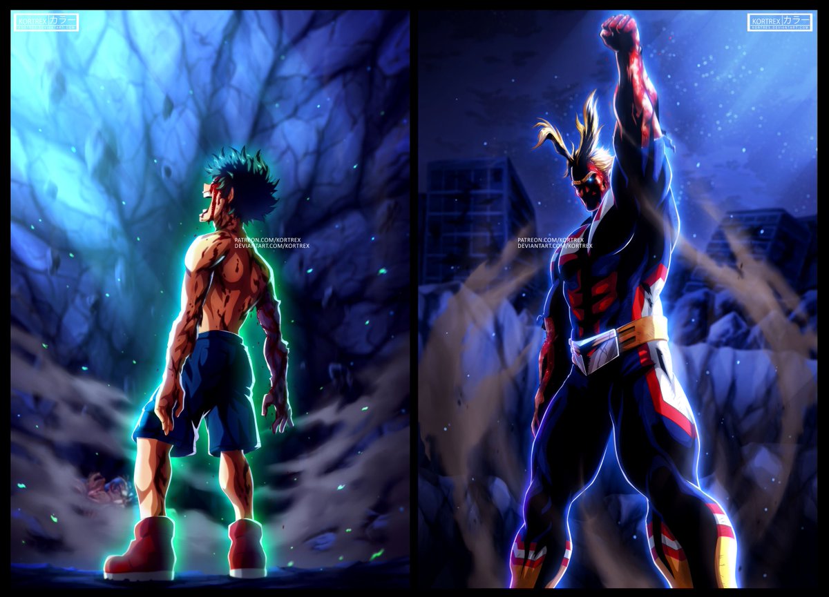 Here is the collage of both of my colorings of Midoriya and All Might from ...