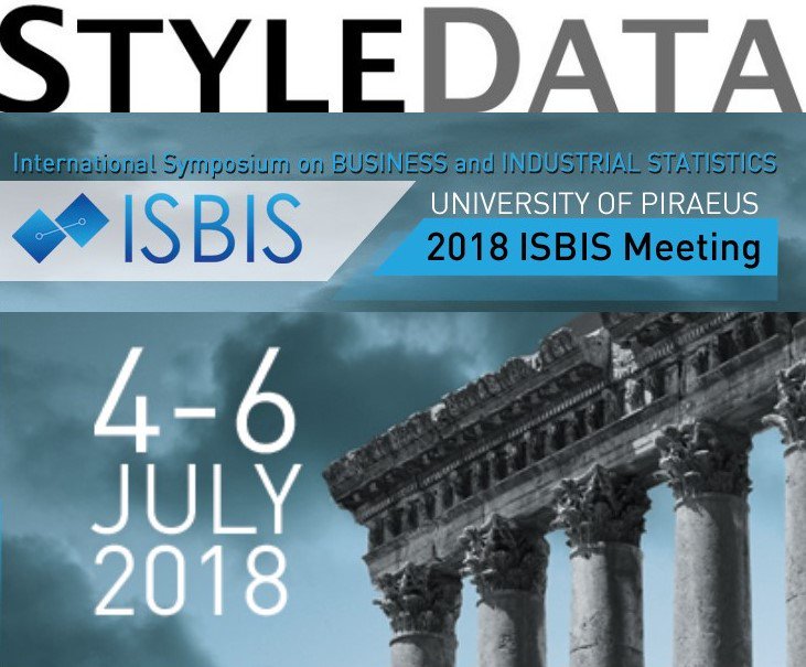 StyleData's tweet image. StyleData is excited to be an official sponsor of ISBIS, the International Symposium on Business and Industrial Statistics - happening now in Piraeus, Greece - featuring 75 talks from world leaders in business, academia and government.  conf.sta.unipi.gr