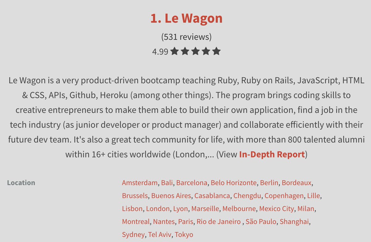 lewagonmx's tweet image. 🙌🏼♥🙌🏼♥🙌🏼♥🙌🏼

 Super orgulloso : para el segundo año Le Wagon es el bootcamp #1 a traves del mundo 😍 @CourseReport @switchorg @lewagonmexico
#codingbootcamp #learntocode #BestCodingBootcamp

👉switchup.org/research/best-…

🚀 lewagon.com/es/mexico 🚀