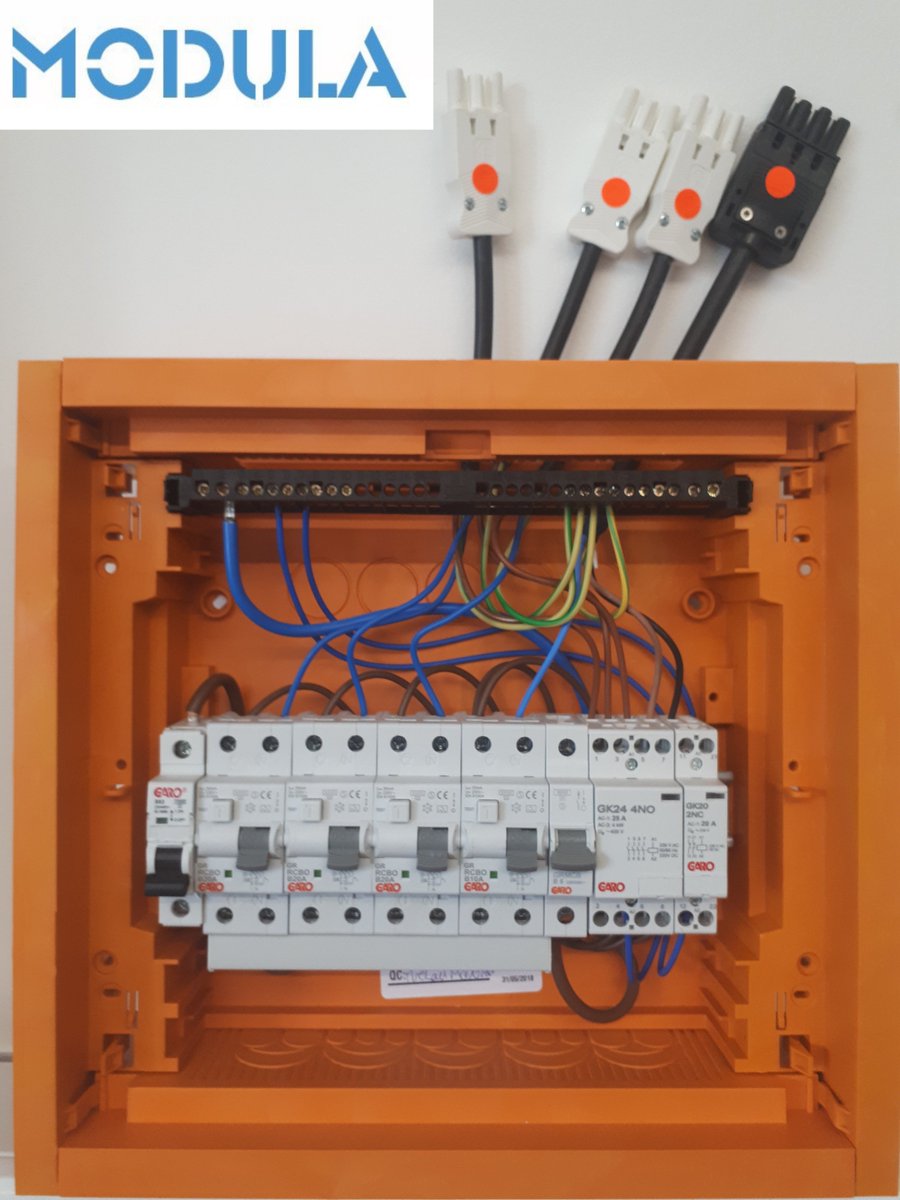 Modula_Electric's tweet image. Our latest batch of pre-wired consumer units - tested and ready for delivery. These little beauties are destined for a hotel installation. Also ideal for residential and commercial/retail #modularwiring #modula #residential #construction #plugandplay #ElectricalWiring