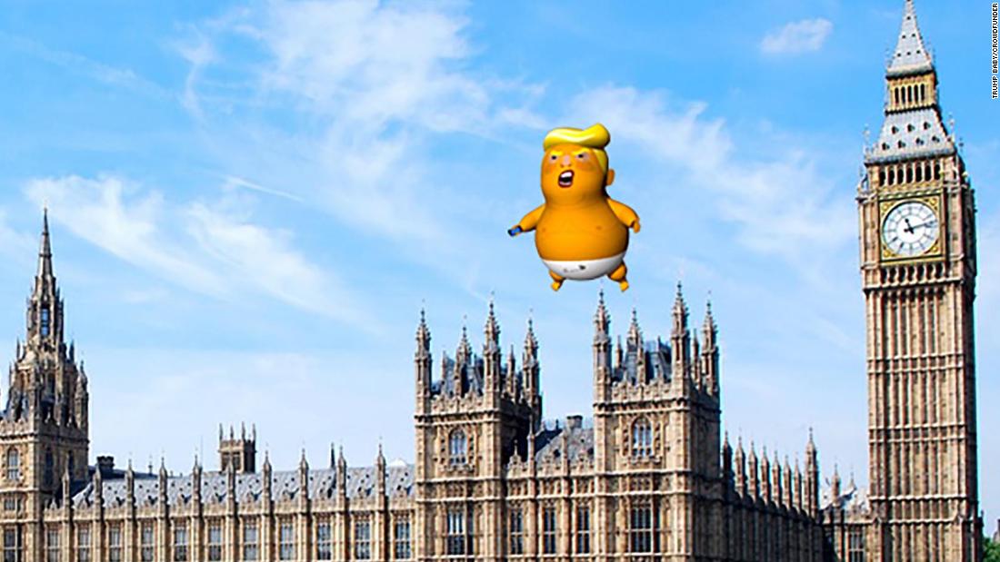 CNN's tweet photo. A giant 'Trump Baby' balloon is set to be flown close to the UK Parliament during President Trump's visit to London next week, after the Mayor of London gave it the go-ahead https://t.co/S5HZwvd8WB https://t.co/8e72CyLZjQ