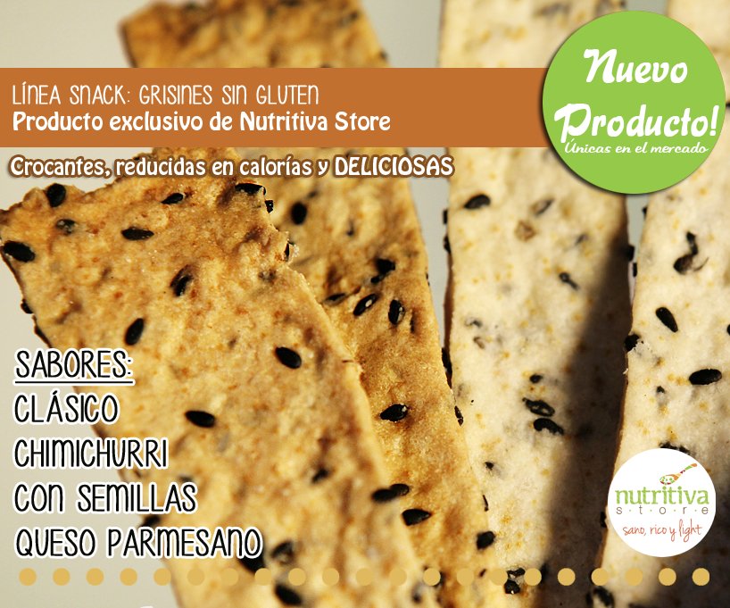 Contamos con un nuevo snack saludable y súper rico SIN GLUTEN! 🙌😉 #Grisines #glutenfree #productoexclusivo #Nutritivatecuida