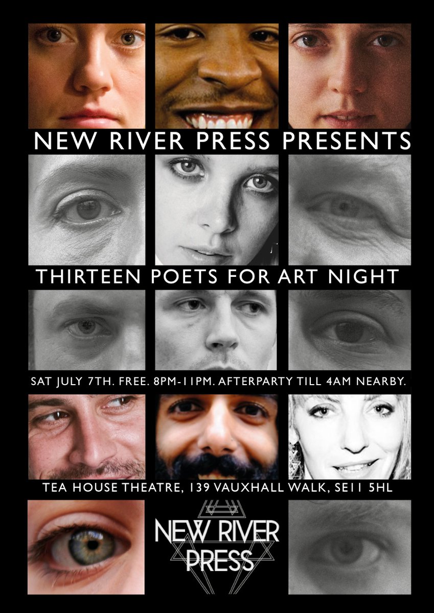 newriverpress's tweet photo. JOIN US ON SAT 8-11PM FOR @ARTNIGHTLDN WITH @JamesMassiah Sophie Naufal @sugarduststar @grbellamacina @NMcDevitt Jamie Lee @MontgomeryGhost @MiguelCullen2 #ScottTemple @ziasighs @kirstyallison Ella Rimmer + Heathcote Ruthven FREE at @TeaHouseTheatre https://t.co/qV5HprXRlg