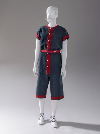 LACMA's tweet photo. Happy #NationalBikiniDay! Pictured here: Two-piece Bathing Suit, 1900, previously on view in our #ReigningMen exhibition https://t.co/xirWkFGlhK