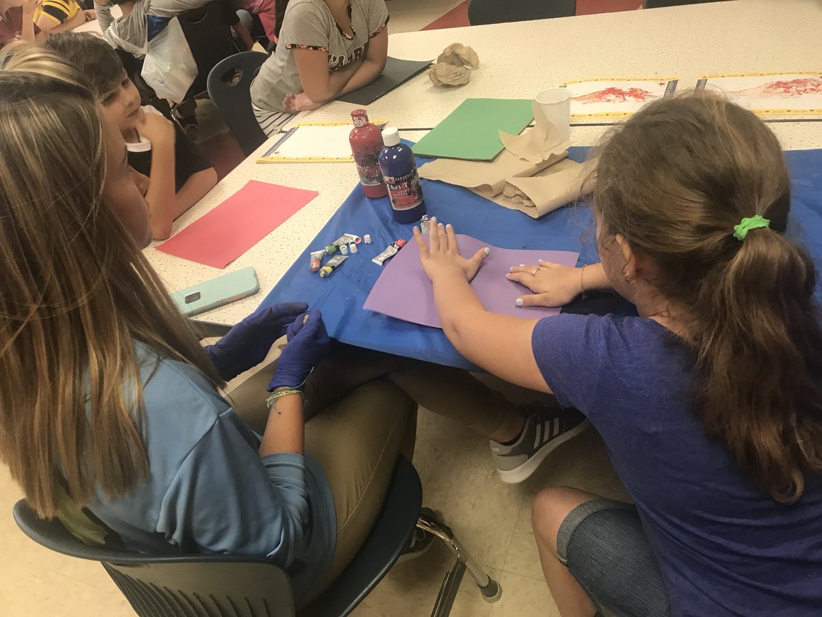 tabby_79's tweet image. Learning about fish with “Under Blue Waters” #fishprinting #castnet #summercamp #21stCCLC