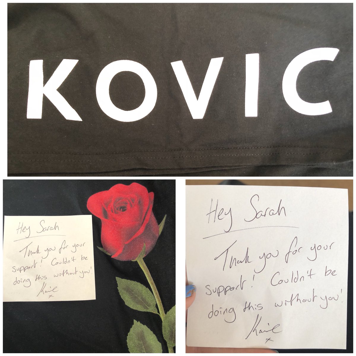 Kovic_fans's tweet image. Yay! Got my top! Thank you so much @KovicMusic for my little surprise message in my parcel too! I’ll always support you! Mark @Ben_Kmusic and Jordan thank you for everything! - Sarah 🌹