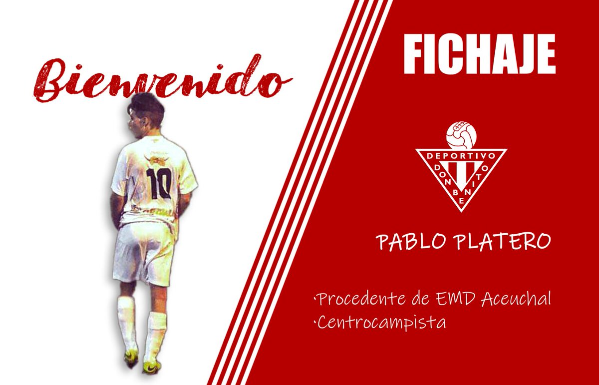 FICHAJE 
La revelación de la tercera de este año Pablo Platero @Pablino_9 procedente del <a href="/EmdAceuchal/">E.M.D.  Aceuchal</a> se suma al proyecto del @Cddonbenito1928 
Bienvenido Pablo!