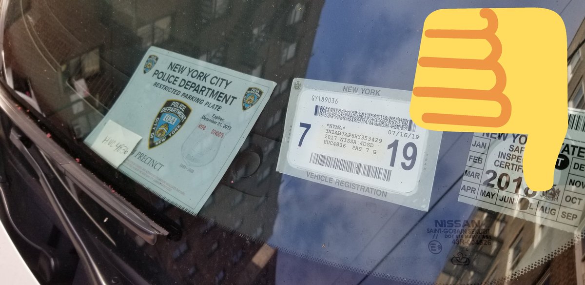 Here's a  #taleof2cities for  @BilldeBlasio:2 cars parked illegally in No Standing zones at the same intersection. The  #placardperp parked 1st last night.  @NYPDTransport came by in the morning & only ticketed the other car. #placardcorruption ain't the Fairest City of Them All.