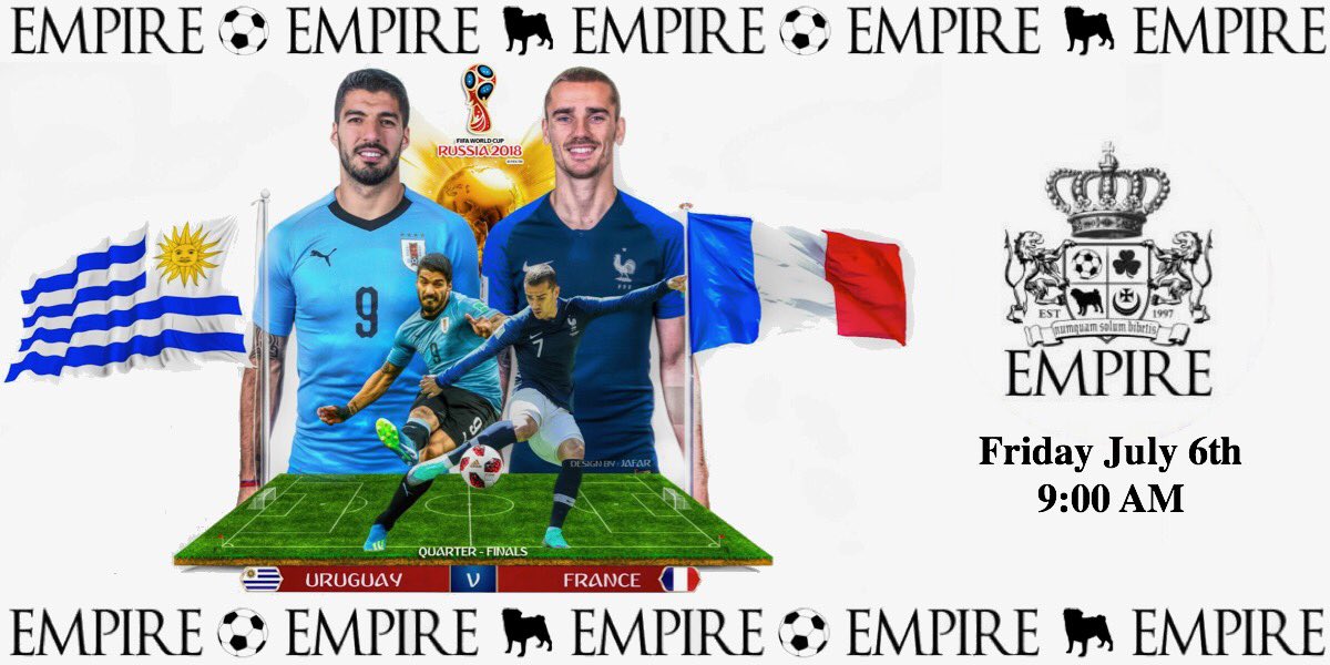 Tomorrow morning!! 
🇺🇾 vs 🇫🇷 9:00 AM