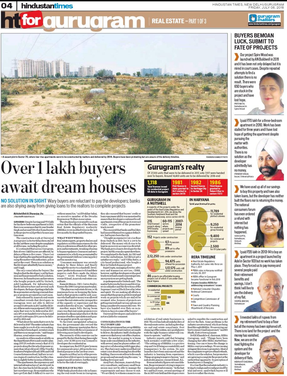 Builders <a href="/SBuildhome/">Sidhartha buildhome </a> <a href="/ansalhousing/">Ansal Housing</a> of Estella Sec 103 &amp;/ NCR ONE Sec 95 #Gurugram has collected 95% from thousands of  #HomeBuyers during 2014-15 however till date possession has not been given. We are forced to live life of #rent #homeloan #emi. HELP <a href="/PMOIndia/">PMO India</a> #CheatedHomebuyers