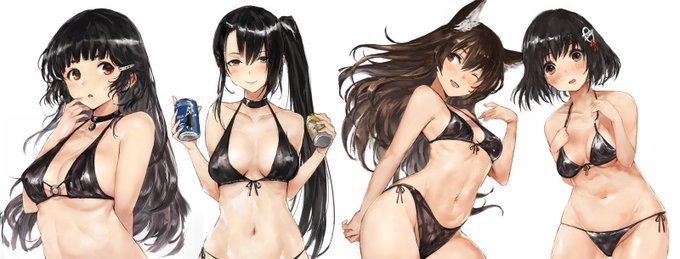 昨日がビキニの日だったらしいので妙高型シリーズ並べてみた
 #ビキニの日 