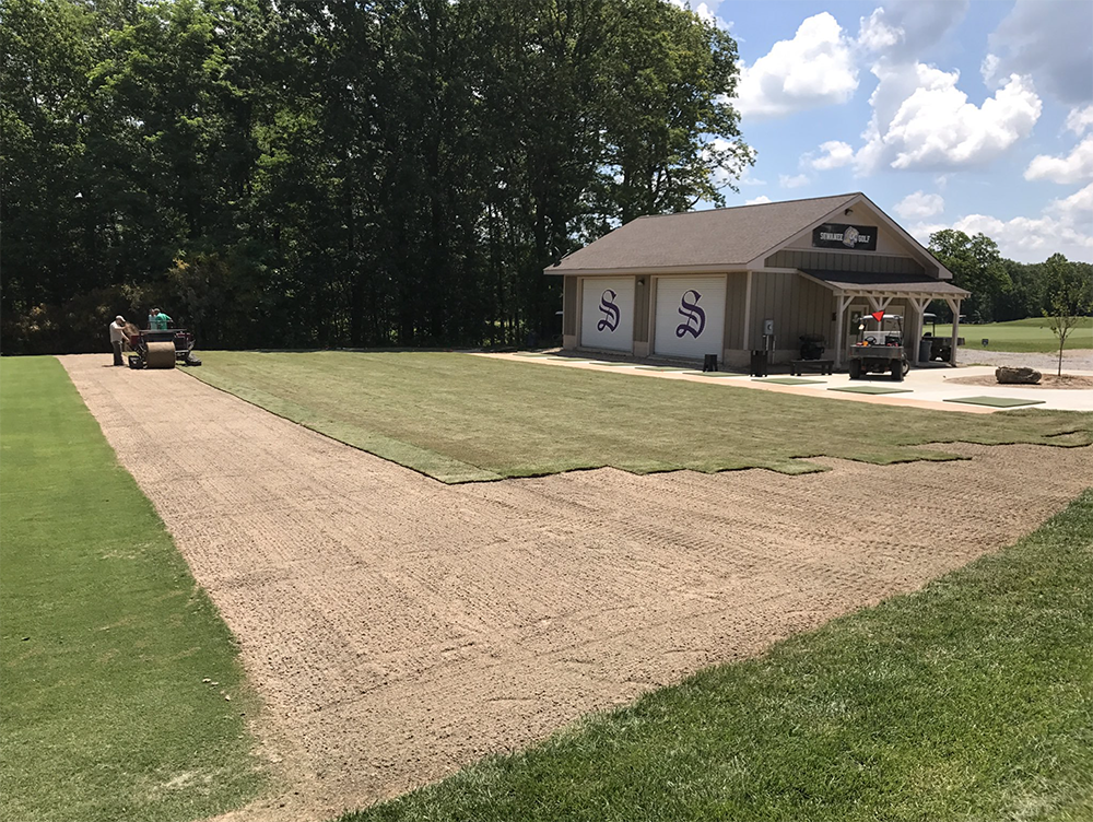 NGTurf's tweet photo. Last June, @Tparsons36Tim's team installed TifTuf on the driving range tee of The Course at Sewanee. Here's a behind the scene look! #ngturf #gawf #golfcoursemaintenance #tiftuf #bermudagrass #farmfreshsod https://t.co/6PzrXCZp0e
