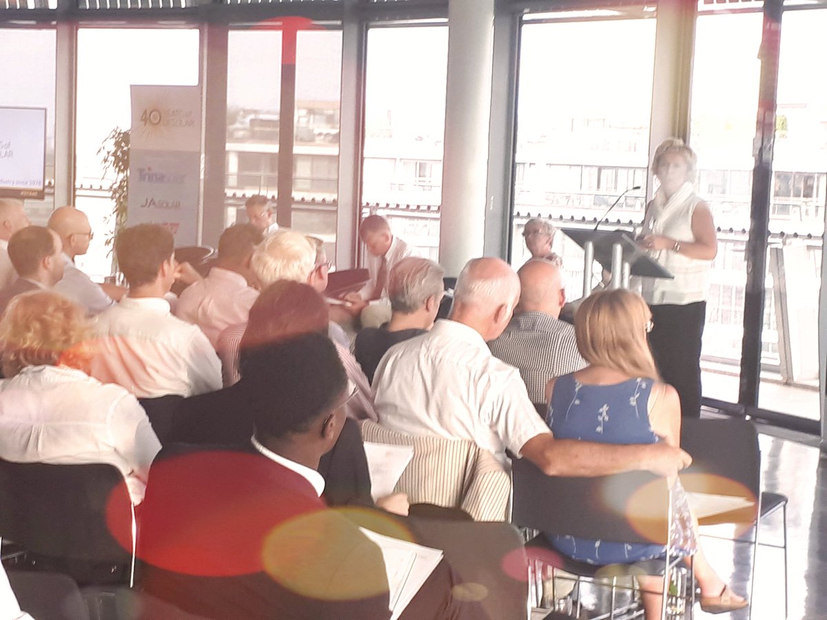 LeonieGreene's tweet photo. Great to hear Sara Vaughan @eonenergyuk say the future of energy is decentralised. EON coming to UK market now as the fastest growing solar company in Germany. They say; 'green it, localise it & integrate it.' EVs & solar will create real customer pull. #STA40 https://t.co/BNlyA2pRpS