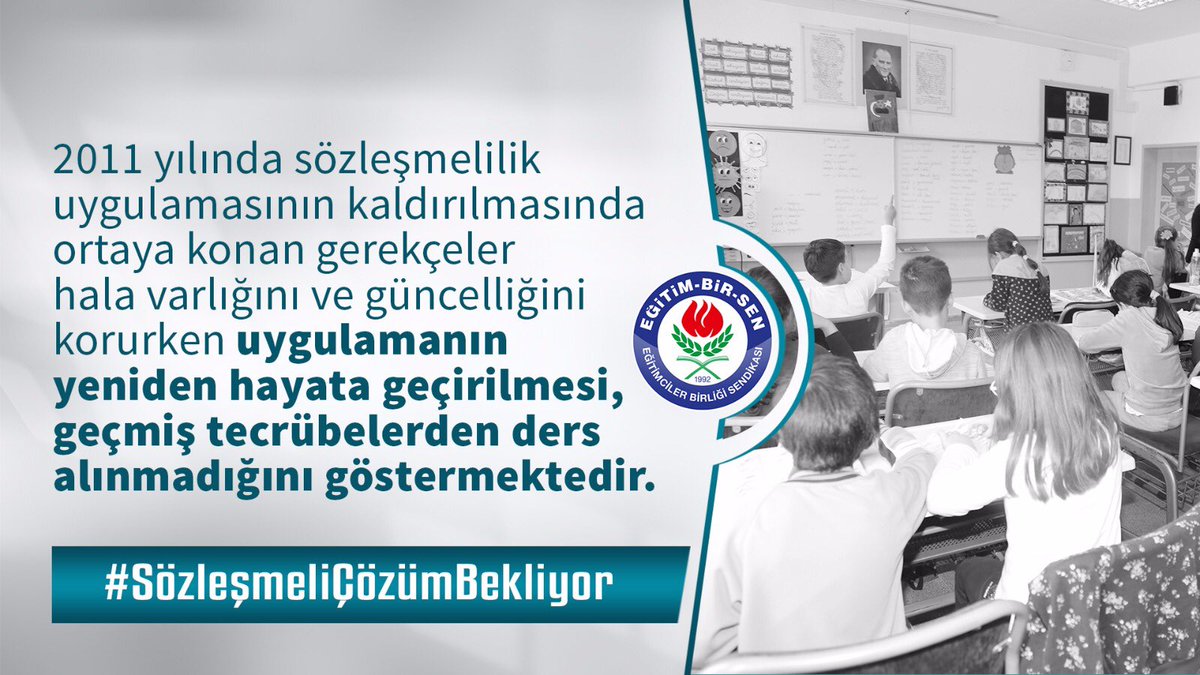RamazanCakirci's tweet image. 2011 yılında sözleşmelilik uygulamasının kaldırılmasında ortaya konan gerekçeler hala varlığını ve güncelliğini korurken uygulamanın yeniden hayata geçirilmesi, geçmiş tecrübelerden ders alınmadığını göstermektedir.
#SözleşmeliÇözümBekliyor