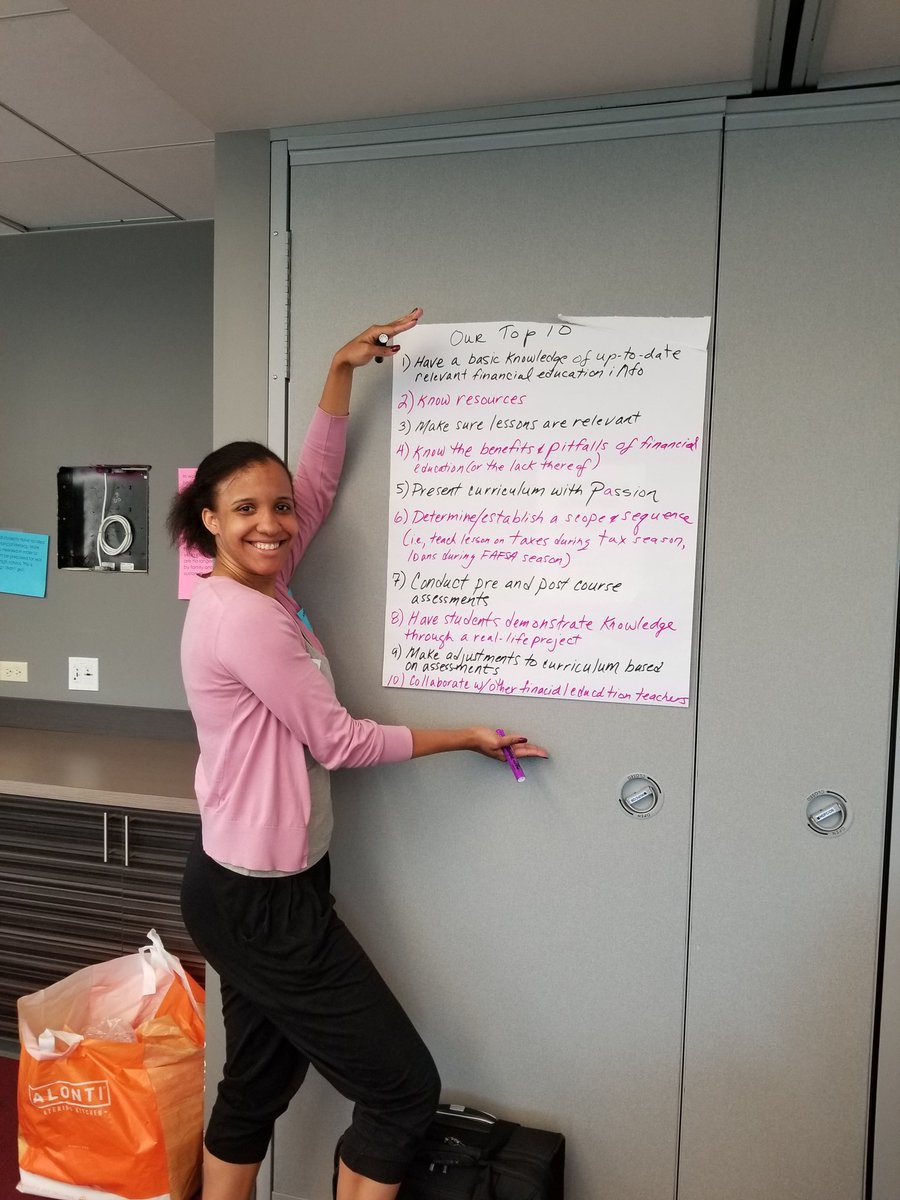 CPSFinEd's tweet photo. Teachers rocking it out at Fin Ed Professional Learning Group. Pictured: Alayna Washington, Social Science teacher at Young Magnet. #CPSEmpowered #CPSFinEd https://t.co/9oBRcXBOy4