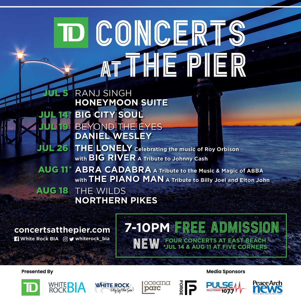 Tonight’s the night! 

Our first TD Concerts at the Pier show kicks off TONIGHT at 7pm with Honeymoon Suite!

Will you be there?! 
#whiterock #concertsatthepier #vancouver