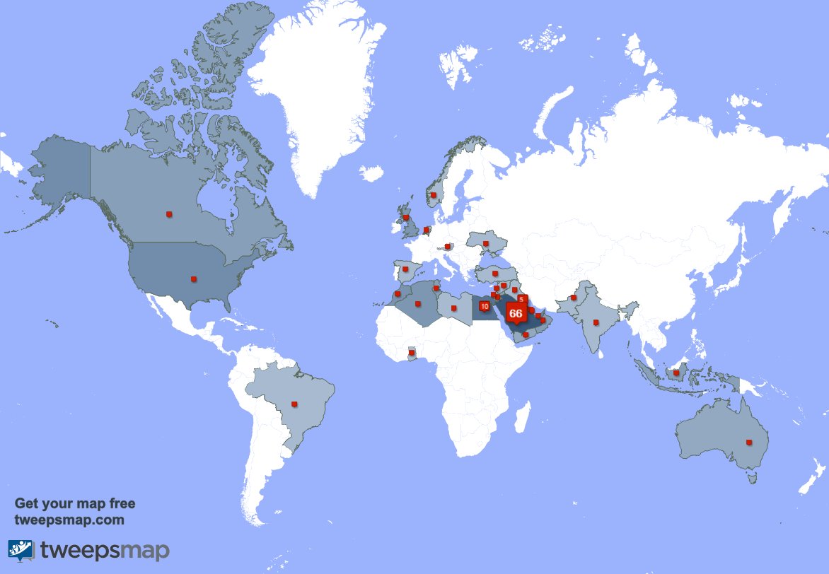 لدي 4 متابعين جدد من السعوديه, وبلدان أخرى خلال الأسبوع الماضي tweepsmap.com/!ALHUSAINIj