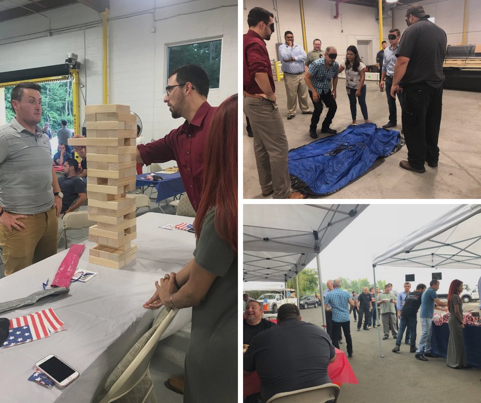 Whether it's riveting rounds of jenga, pitching a tent while blindfolded or mixing it up with colleagues in an all-out Fourth of July Feast, our talented bunch at Allmark Door knows how to work hard, but play harder without breaking a sweat!!