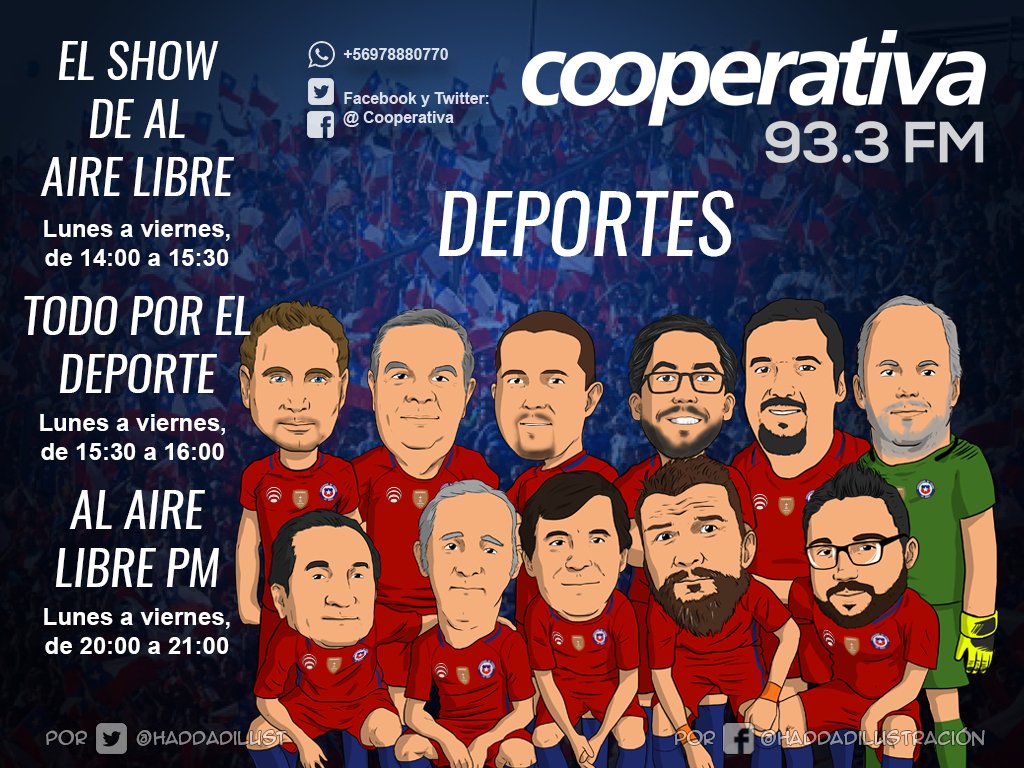 Cooperativa's tweet photo. [Streaming] Sigue Todo por el Deporte con la conducción de @mschwagerv y @elpipadelagente https://t.co/jEEBB2Cl6Q  #ActorHijodePutin https://t.co/moHFijExrb