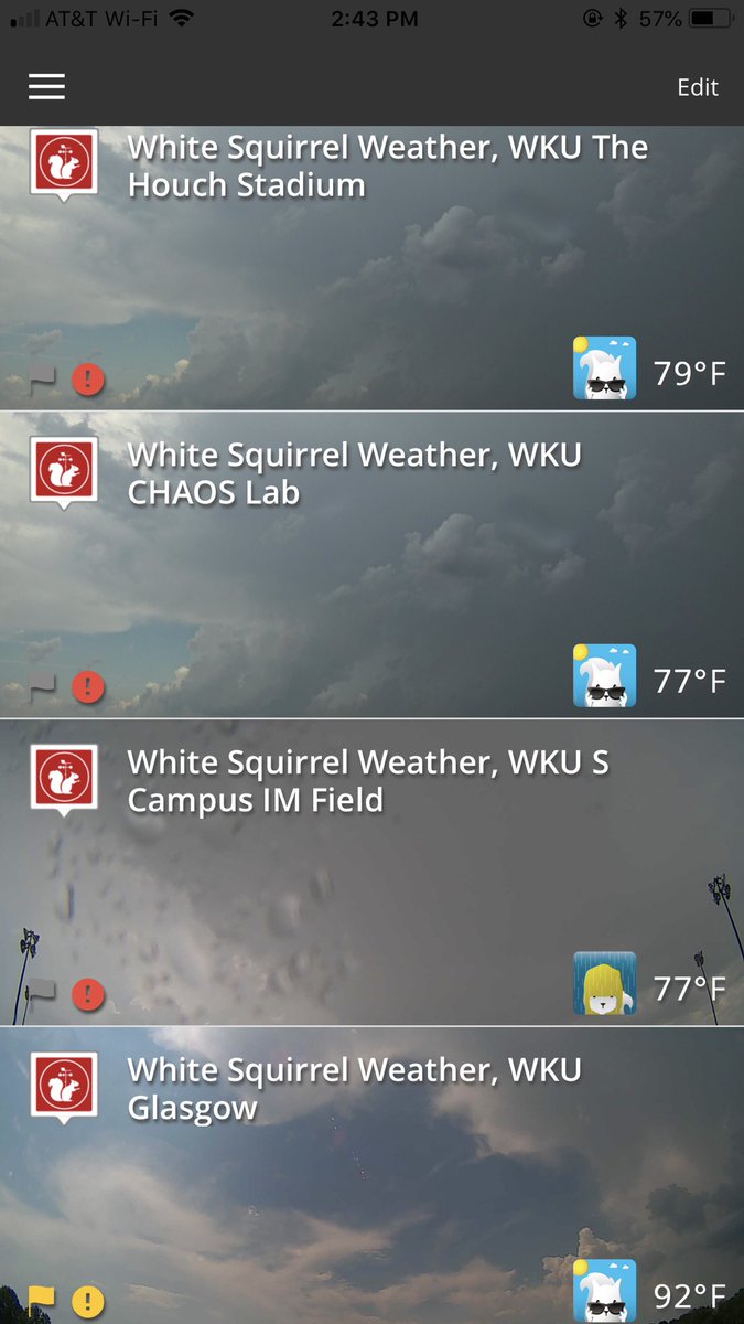 Ahhh the power of rain-cooled air. 70s now on the main campus, while @WKUGlasgow is still in the 90s just down the road. #WKU