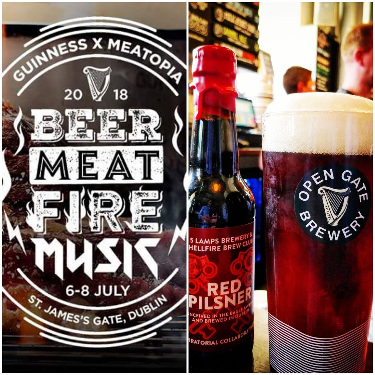 Fire and meat <a href="/OpenGateBrewery/">Open Gate Brewery, Dublin</a>   Dublin tomorrow. Give our collaboration with <a href="/the5LampsBeer/">the5lampsbrewery</a> Red Pilsner a try if you're heading down! #HellfireBrewClub #theFiveLamps