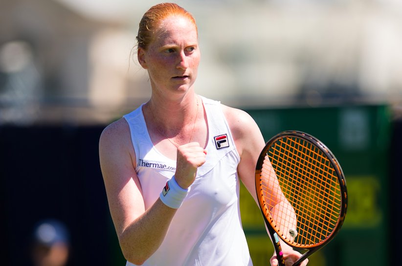 WTA's tweet photo. .@AlisonVanU scores the first Top 10 win of her career as she upsets defending @Wimbledon champion Muguruza 5-7, 6-2, 6-1 --> https://t.co/EfyOFiJr2w https://t.co/p4Aun1Ub7o