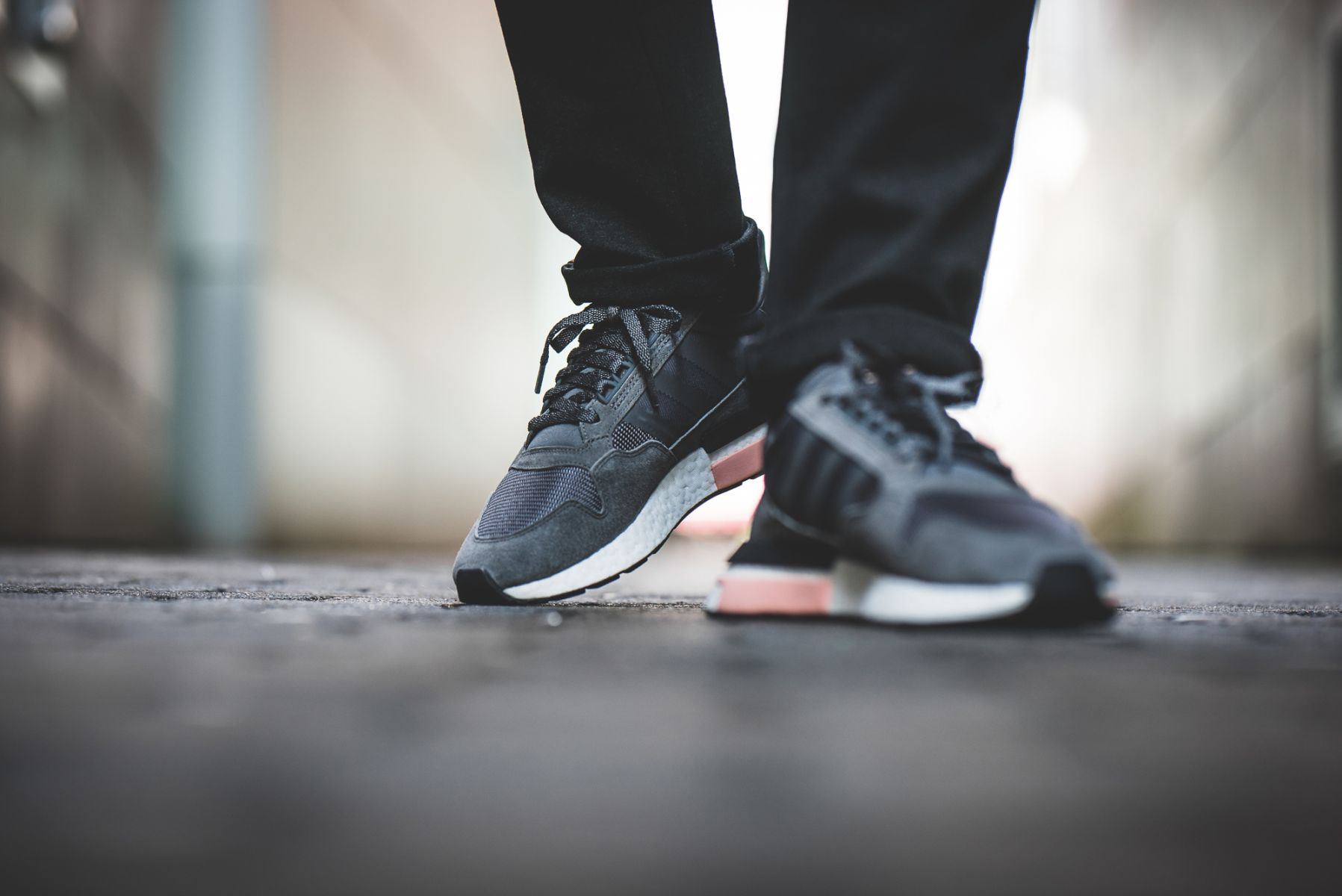 adidas zx 500 rm grey white & clear orange