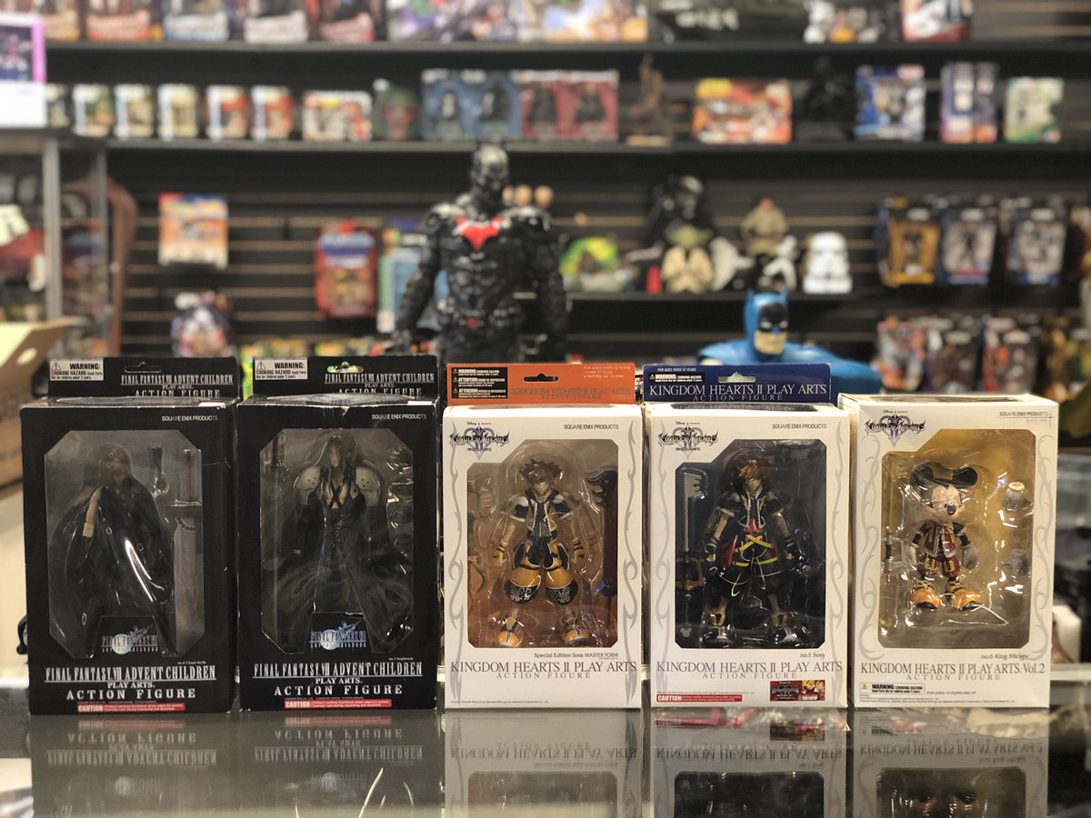 alamo_comics's tweet photo. Gear up gamers! ACC has your #FinalFantasy and #KingdomHearts figures! Don’t miss out - hurry in today for these great #PlayArts pieces! Call or PM us for prices and information #KingdomHearts2 #ActionFigures #ActionFigureJunkies #Toys #ToyHunter #Toy #CollectibleToys #ForSell https://t.co/2oWayRfspE