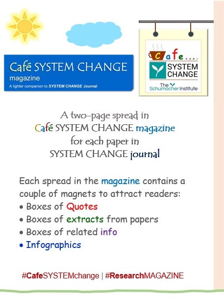 sustainableuni1's tweet image. #SystemsDrinking? Why not drop in at #CafeSYSTEMchange?

This is where #systemsthinking meets #sustainability to discuss #SustainableSystems over a cup of #coffee…

PS: Also you can read probably world’s first magazine dedicated to a journal…..
schumacherinstitute.org.uk/download/pubs/…
#incoseIS