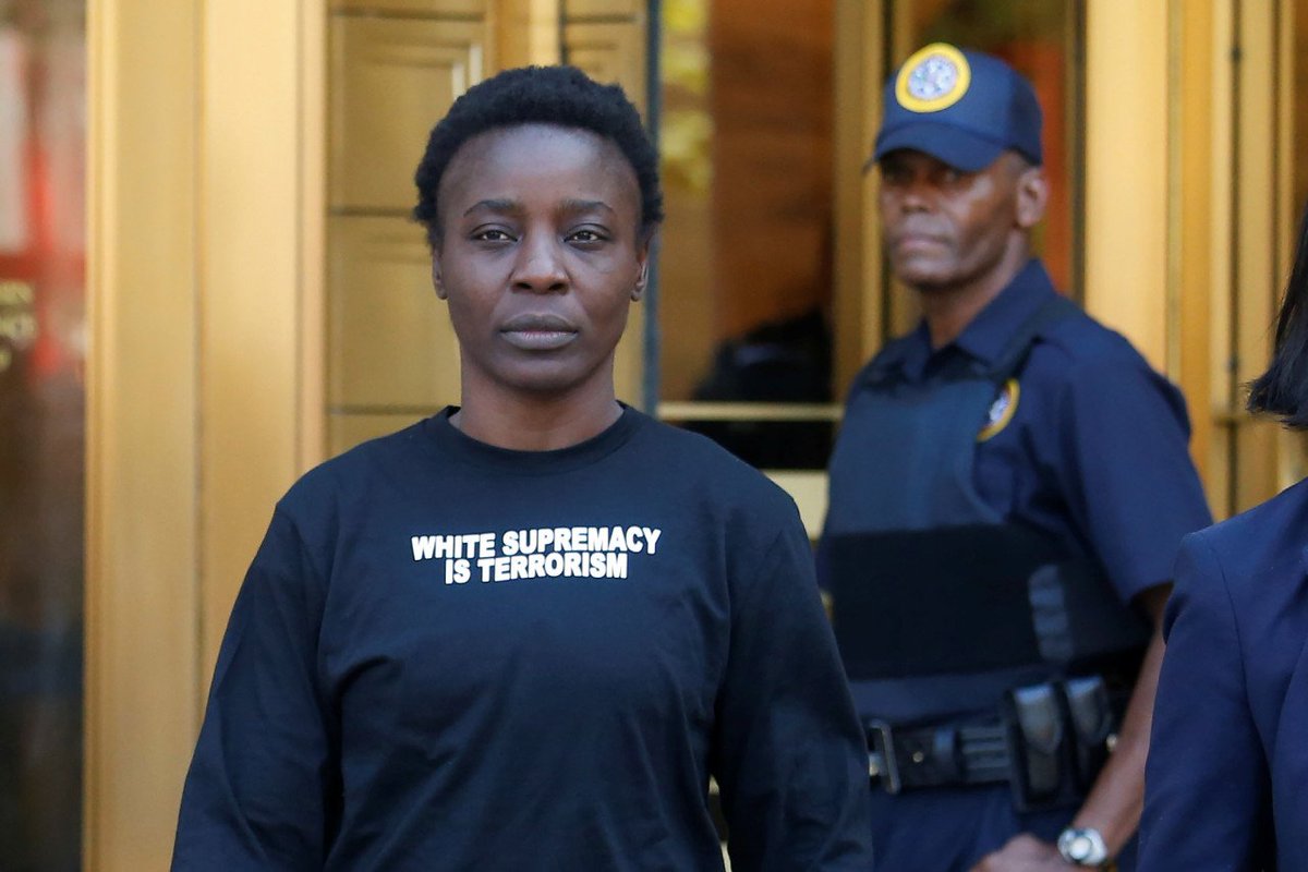 WomenintheWorld's tweet photo. 'When they go low, we go high — and I went as high as I could go.'

Activist arrested after climbing Statue of Liberty on Fourth of July pleads not guilty to multiple charges:
https://t.co/mM8A66pY3D https://t.co/cPylseDybA