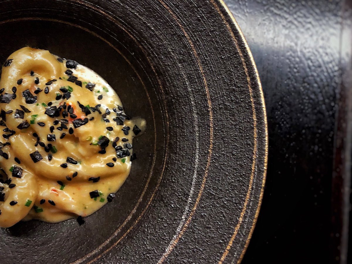 Red miso spaccatelle with peekytoe crab and sea urchin butter #thecatbirdseat