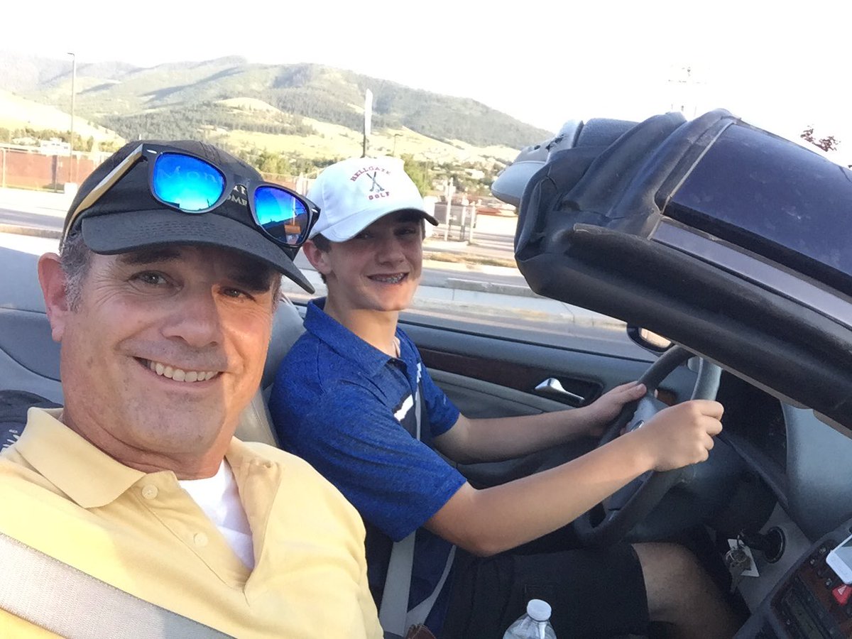 DavidABCFOXMT's tweet image. A little open-air drive home after a round of humiliation with my son