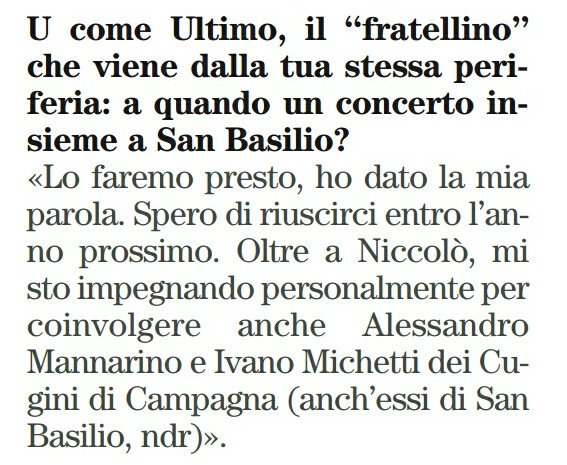 Goddess1998_'s tweet photo. Un concerto di Ultimo e Fab a San Basilio, con il desiderio di coinvolgere anche Mannarino e Ivano Michetti ✨

Ma quanto è bella come idea? 😍

#FabrizioMoro #Ultimo #Mannarino #IvanoMichetti #SanBasilio https://t.co/OFp4MpjYep