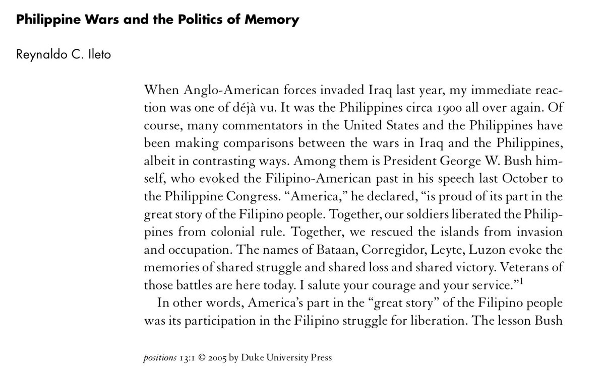 2. RC Ileto's PHILIPPINE WARS AND THE POLITICS OF MEMORY which outlines how our collective memory influences us to misrecognize events in the past as well as in the present.