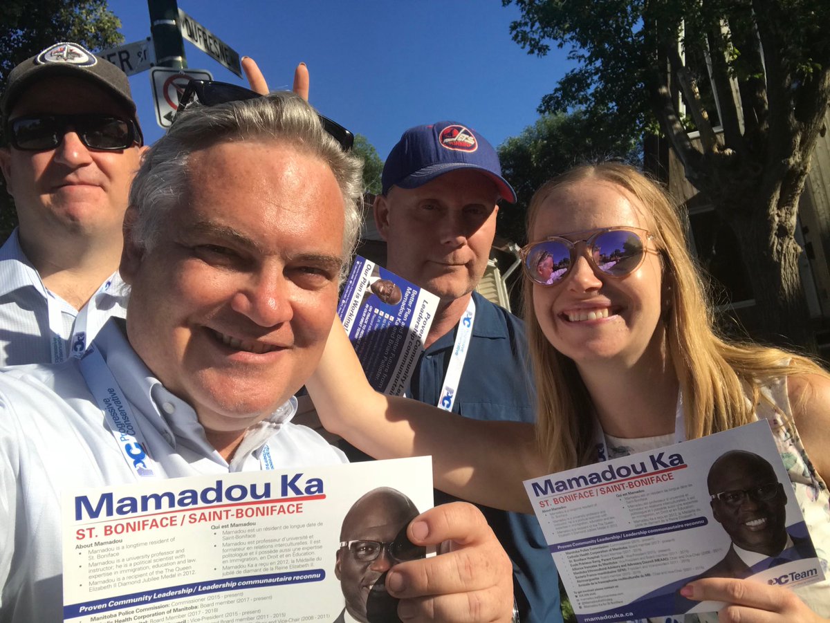 Good support for Mamadou in St. B tonight. Leg crew representing <a href="/pc_manitoba/">PC Party of Manitoba</a> ⁦@AndreaSlobodian⁩ ⁦@kevin_engstrom⁩ ⁦<a href="/RossRomaniuk/">Ross Romaniuk</a>⁩ #mbpoli