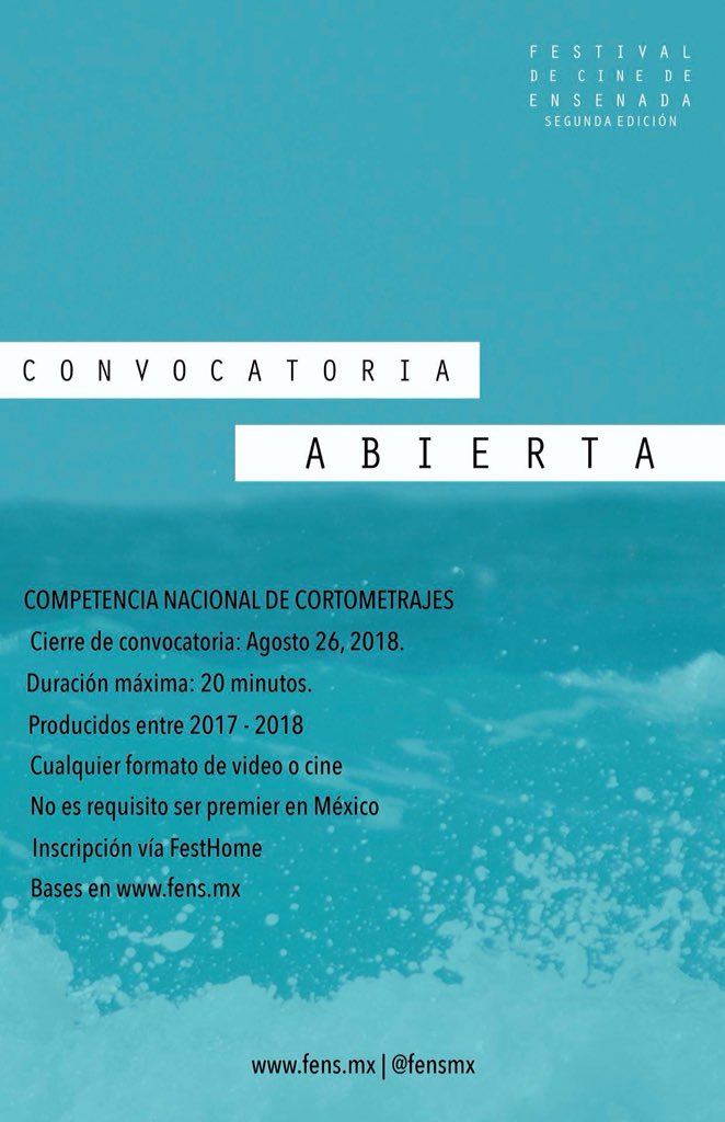 fensmx's tweet photo. ¿Conoces nuestra convocatoria? ingresa a https://t.co/c9dmaKimv9 y checa las bases para inscribir tu cortometraje para la segunda edición del festival de cine de Ensenada que se realiza en #septimbre en este bello puerto. Vive la fiesta del cine en #Ensenada #BajaCalifornia https://t.co/AihI83Lgg3