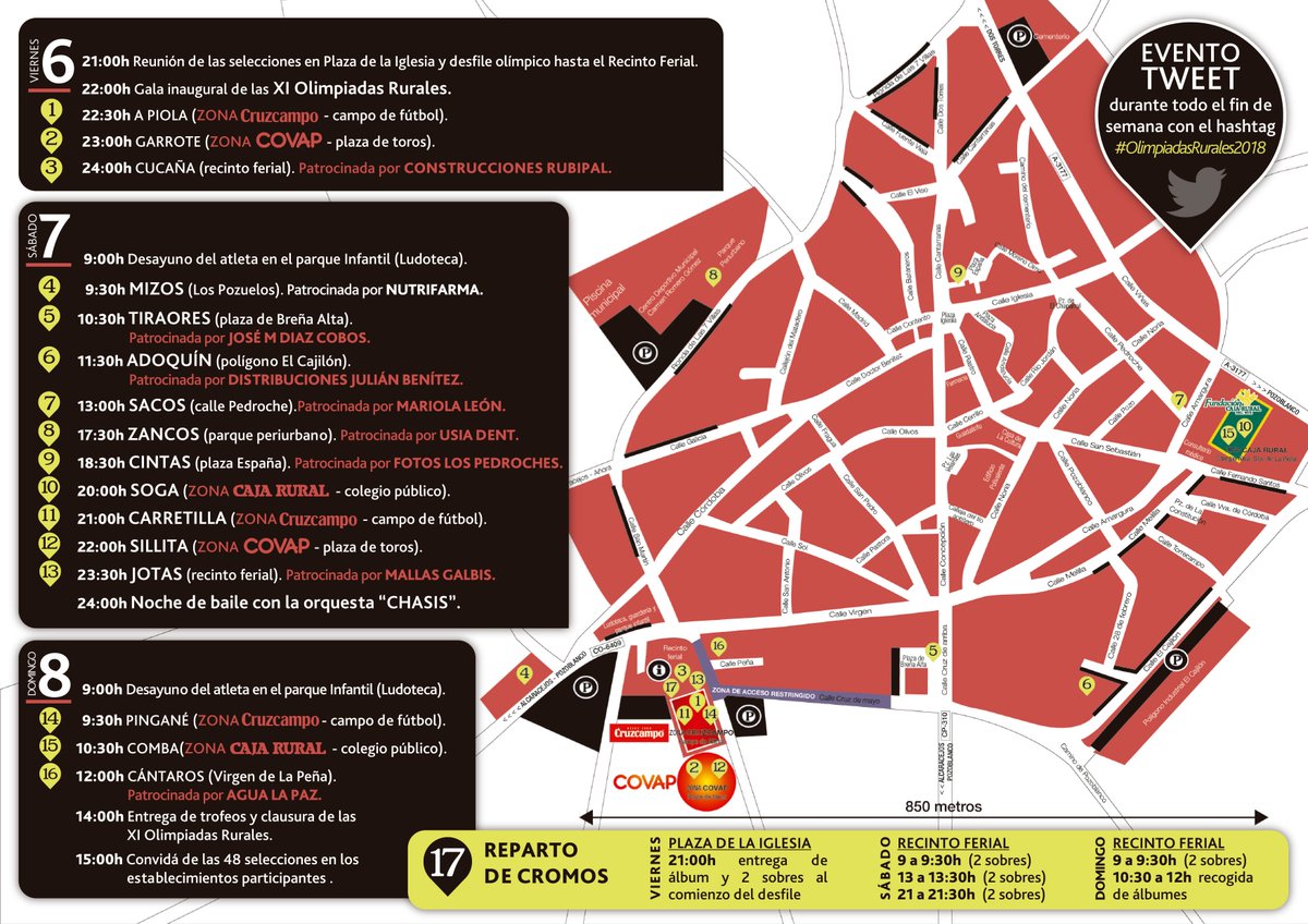 ¡Llegó el gran día! 

Y lo comenzamos compartiendo con vosotros toda la información que necesitáis para seguir las Olimpiadas Rurales de Los Pedroches: horarios, localizaciones de las pruebas, callejero de Añora, patrocinadores, etc. 

#OlimpiadasRurales2018
