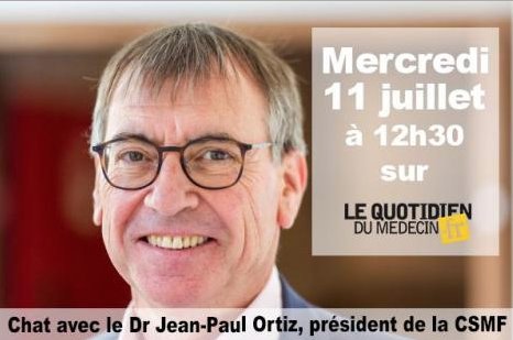 leQdM's tweet photo. Nouvelle convention : les médecins sont-ils gagnants ? Chat avec le @drjportiz, président de la CSMF, mercredi 11 juillet à 12h30 sur https://t.co/JpZ9UtA7q1. Posez lui vos questions dès maintenant ! https://t.co/guLcrD2FHE https://t.co/1FhdHWfcDT