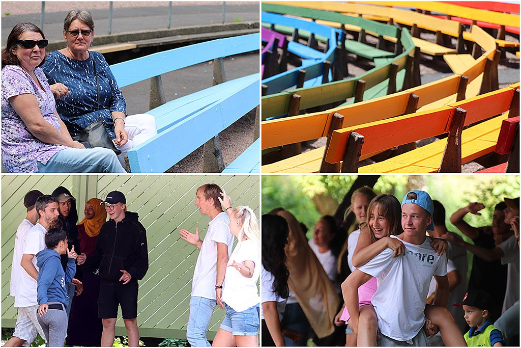 Vi hade en liten invigning igår för våra färgglada bänkar.