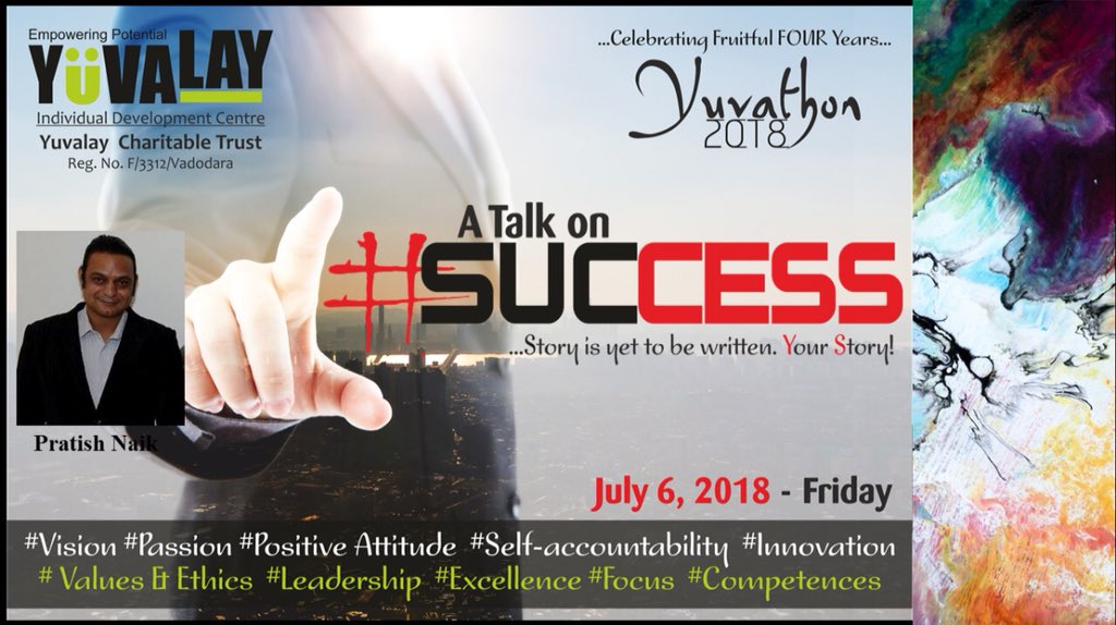 AmirMahajane's tweet photo. amazing initiative by #Yuvalay celebrating 4 yrs of Yuvalay, as a Speaker I am doing talks on #SUCCESS @ BITS Edu Camp, Vadodara.
#vision #passion #positiveattitude #selfaccountability #innovation #values #ethics #leadership #excellence #focus #pratishnaik #bitseducampus https://t.co/YQ6Uc7GmAG