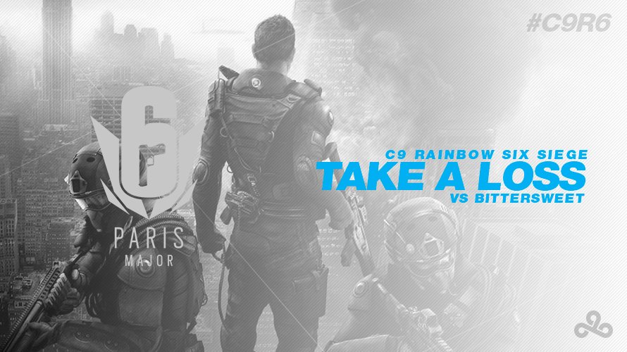 Cloud9's tweet image. #C9R6 fall to @BitterSweetGG, in the @ESLRainbowSix Paris Major Stage 2 Qualifier. #GGWP