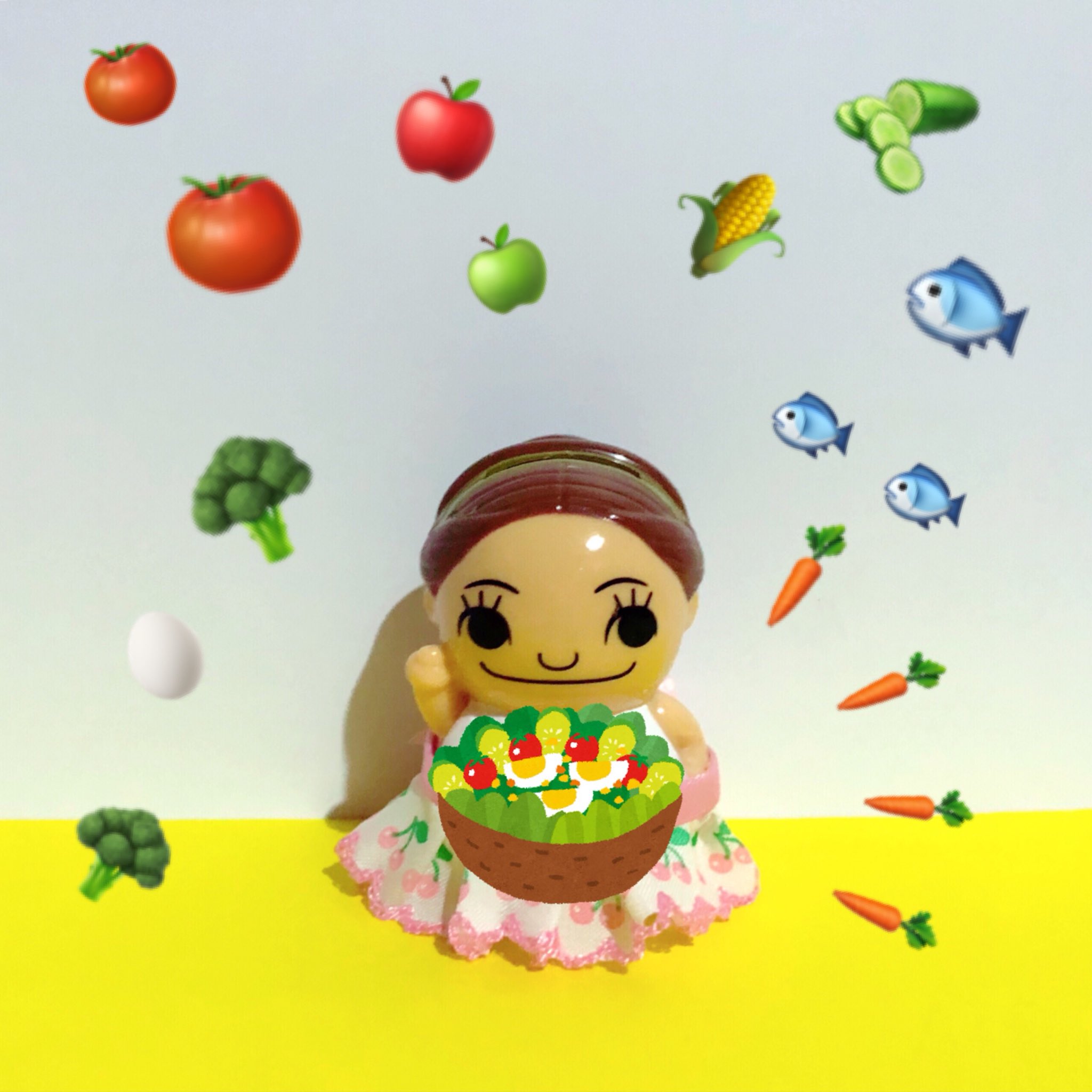 フラちゃん 7 6は サラダ記念日 だよ 新幹線が遅れててヒマだから即席で Iphone絵文字の野菜の種類が少なくて 歌詞と違うもの いっぱいサラダ 私がサラダで好きな野菜は です 今日は何のドリフラ日 あなたにサラダ あなたに