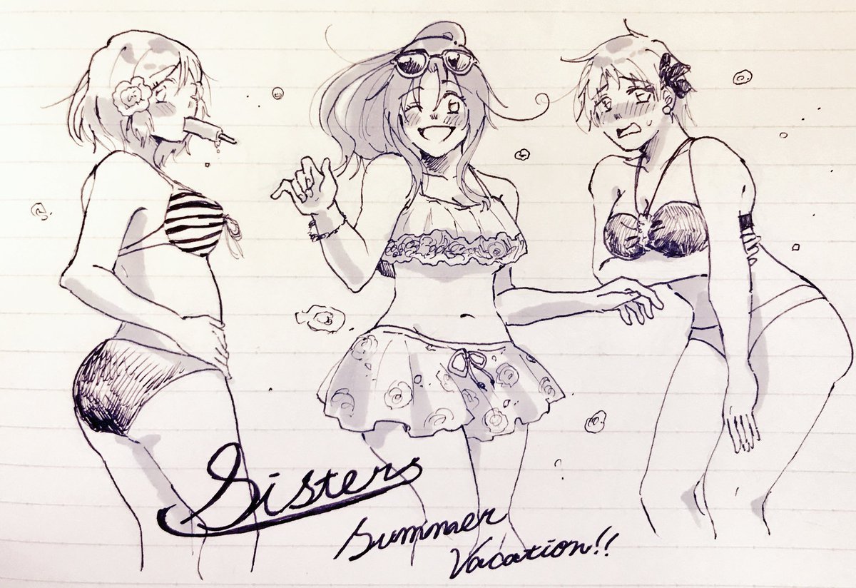 らくがき水着妹ちゃんズ👙
にょたりあちゃんには積極的に可愛い水着を着てもらいたいところです🏖 