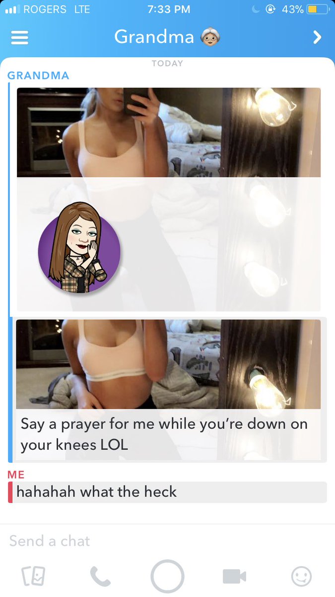 BrookHeald's tweet photo. LOL so my grandma replied to my snap story today.. *delete friend* https://t.co/tSCCYqcXWh