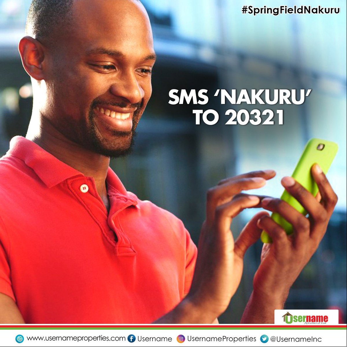 usernameltd's tweet photo. Join us for our Springfield-Nakuru site visit tomorrow Sat. 7th July 2018.
To book a seat, call 0725 000 222 / SMS 'NAKURU' to 20321
https://t.co/9Cg127ycYq #SpringfieldNakuru https://t.co/jKhKrtaEN6
