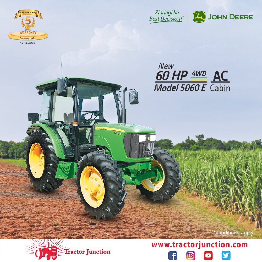 tractorjunction's tweet photo. John Deere 5060E with AC Cab, 4WD and higher lifting capacity . अधिक जानकारी के लिएक्लिक करे- https://t.co/7J5oBYXhc5
.
.
.
#johndeere #johndeereindia #johndeeretractor #johndeere5060E #actractor #cabintractor #tractorjunction #tractorlife #farmlife https://t.co/6hEY635cae