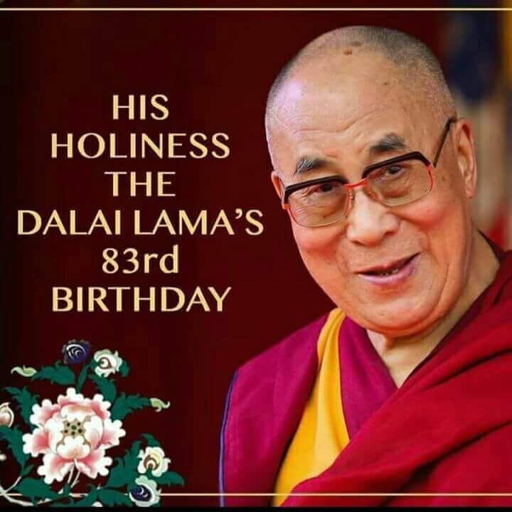 Spritual leader of Tibetans Dalai Lama ji turns 83 today.

Happy birthday to the Holly saint .! 