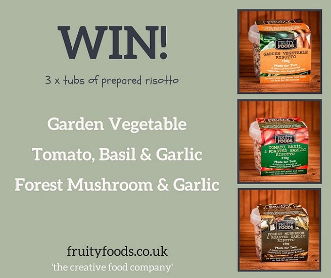 COMPETITION ENDS TODAY!
#WIN 3 tubs (each serves 2) of professionally prepared risottos created by <a href="/Fruityfoods/">Fruityfoods</a> in this week's #competition! #giveaway
Pop over to our FB page to enter bit.ly/2MwyoiM 
#fruityfoods #farmshops