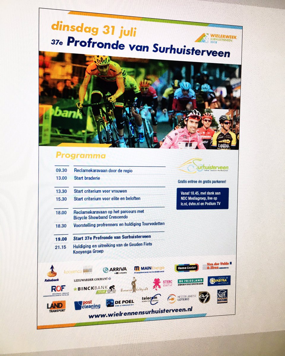 De 31e juli gaan we weer los in #Surhuisterveen #Profronde #Wielerweek Eventcommunicatie <a href="/Designstijl/">Inge Rietsema</a>