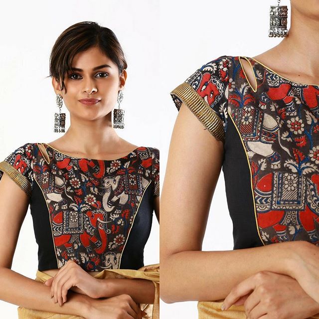 HOBdotcom's tweet photo. Who can say no to this evergreen classic Kalamkari blouse?! The stature of the print is elevated thanks to the modern cut out detail at the neck of the blouse. And don't miss the two fabric combination as well as the dull gold detailing ⠀⠀
Find it at… https://t.co/1oPAsi3hhv https://t.co/ITSANAa0Jd